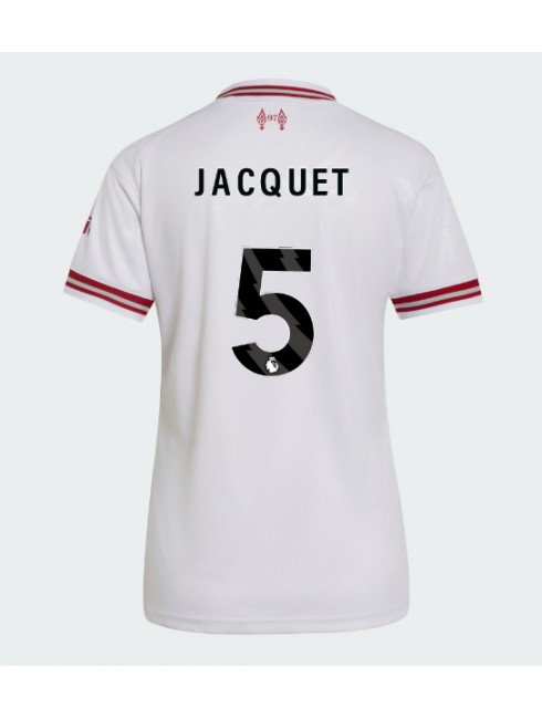 Ženski Nogometna dresi replika Liverpool Jeremy Jacquet #5 Gostujoči 2026-27 Kratek rokav Ženski Nogometna dresi replika Liverpool Jeremy Jacquet #5 Gostujoči 2026-27 Kratek rokav